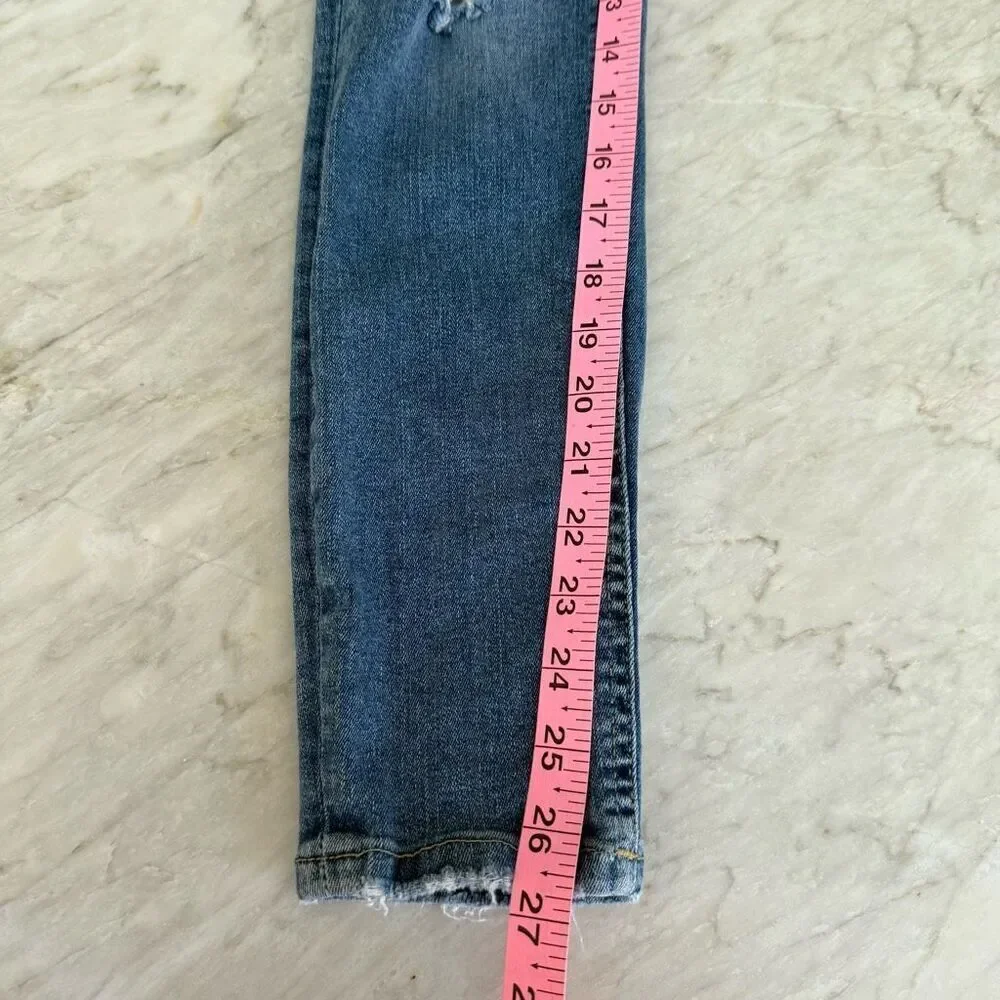 Free People Skinny Jeans Women's Size 27 Distressed Blue Denim Mid Rise Stretch